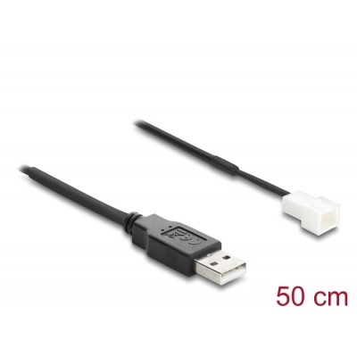 Delock Fan Cable USB 2.0 Type-A male to 3 pin (2 pins connected) fan connector male 50 cm