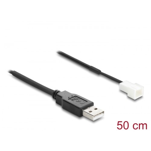 Delock Fan Cable USB 2.0 Type-A male to 3 pin (2 pins connected) fan connector male 50 cm