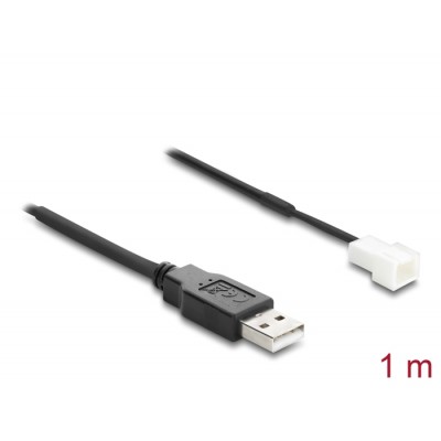 Delock Fan Cable USB 2.0 Type-A male to 3 pin (2 pins connected) fan connector male 1 m