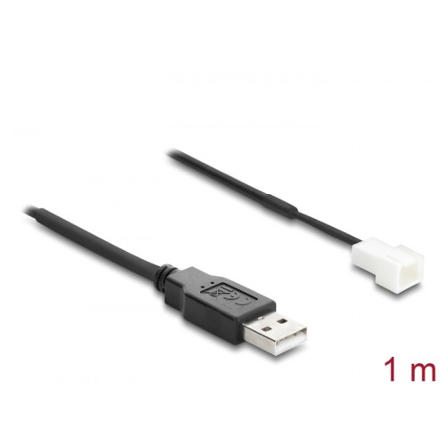 Delock Fan Cable USB 2.0 Type-A male to 3 pin (2 pins connected) fan connector male 1 m