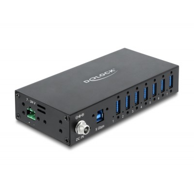Delock Industry Hub 7 x USB 5 Gbps Type-A with 8 kV ESD protection and DIN rail mounting 2