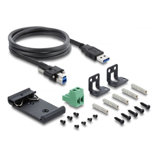 Delock Industry Hub 7 x USB 5 Gbps Type-A with 8 kV ESD protection and DIN rail mounting