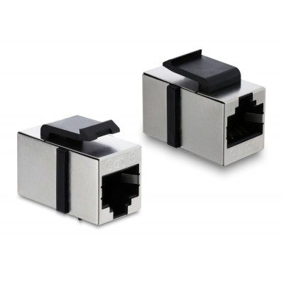 Delock Keystone Module coupler RJ45 jack to RJ45 jack Cat.6 shielded metal silver / black
