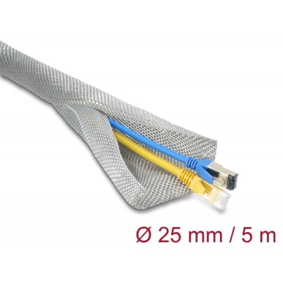 Delock Braided Sleeve for EMC shielding self-closing 5 m x 25 mm