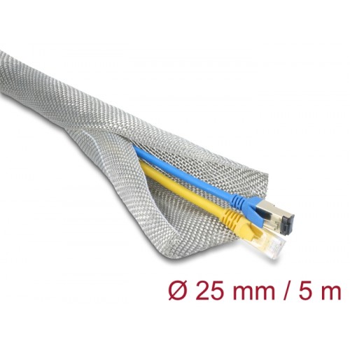 Delock Braided Sleeve for EMC shielding self-closing 5 m x 25 mm