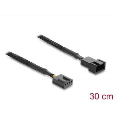 Delock Fan Extension Cable PWM male to female 4 pin with braided jacket 30 cm black