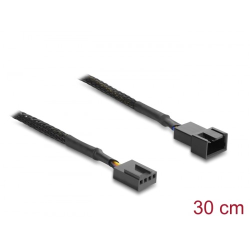 Delock Fan Extension Cable PWM male to female 4 pin with braided jacket 30 cm black