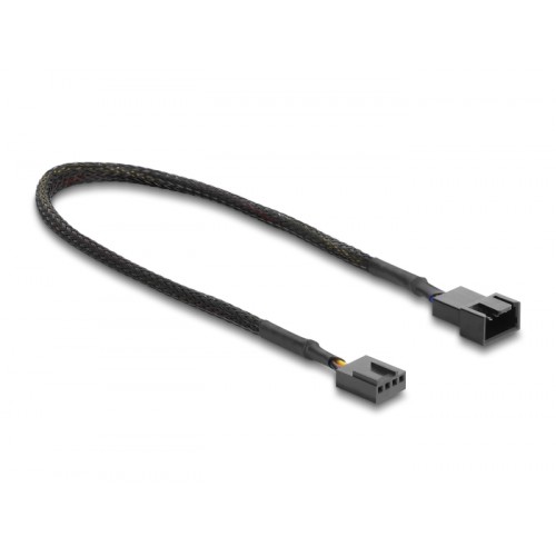 Delock Fan Extension Cable PWM male to female 4 pin with braided jacket 30 cm black