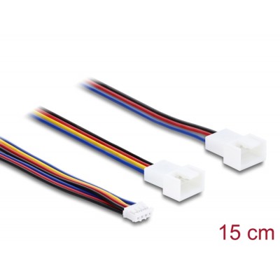 Delock Y-Fan Cable 1 x JST PH 4 pin PWM female to male + 4 pin (3 pins connected) male 15 cm