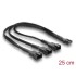 Delock Fan Cable Splitter 1 x 4 pin PWM female to male + 2 x 4 pin (3 pins connected) male with braided jacket 25 cm black