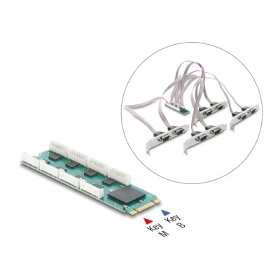 Delock M.2 Card to 8 x Serial RS-232 DB9 with Standard and Low Profile slot brackets
