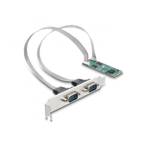 Delock M.2 Card to 2 x Serial RS-232 DB9 with Standard and Low Profile slot brackets