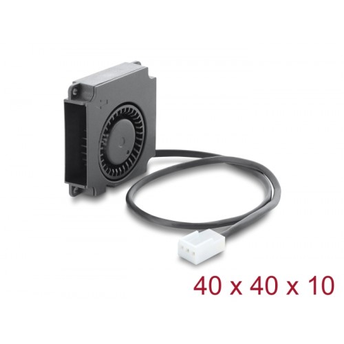 Delock Radial Fan / Blower Fan 12 V DC 40 x 40 x 10 mm with 3 pin fan connector, black