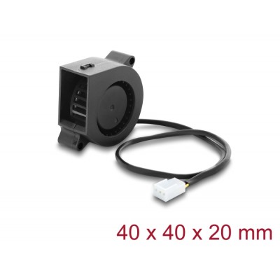 Delock Radial Fan / Blower Fan 12 V DC 40 x 40 x 20 mm with 3 pin fan connector, black