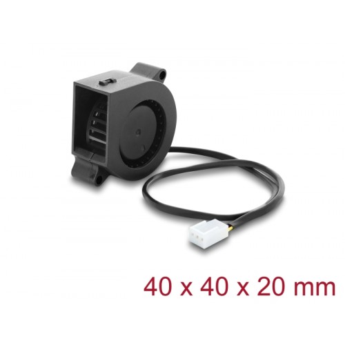 Delock Radial Fan / Blower Fan 12 V DC 40 x 40 x 20 mm with 3 pin fan connector, black