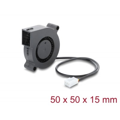 Delock Radial Fan / Blower Fan 12 V DC 50 x 50 x 15 mm with 3 pin fan connector, black