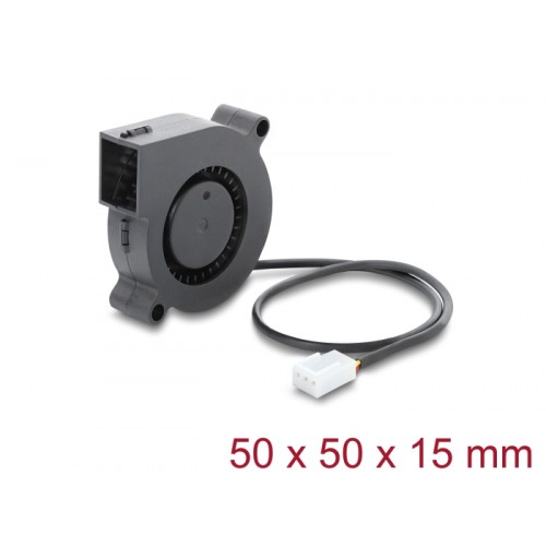 Delock Radial Fan / Blower Fan 12 V DC 50 x 50 x 15 mm with 3 pin fan connector, black