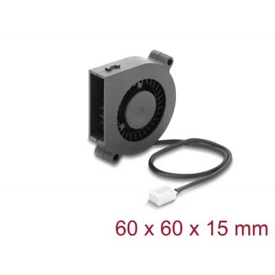 Delock Radial Fan / Blower Fan 12 V DC 60 x 60 x 15 mm with 3 pin fan connector, black