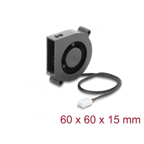 Delock Radial Fan / Blower Fan 12 V DC 60 x 60 x 15 mm with 3 pin fan connector, black