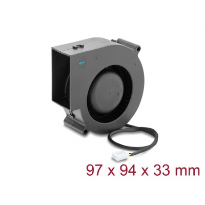 Delock Radial Fan / Blower Fan 12 V DC 97 x 94 x 33 mm with 3 pin fan connector, black