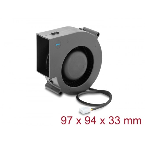 Delock Radial Fan / Blower Fan 12 V DC 97 x 94 x 33 mm with 3 pin fan connector, black