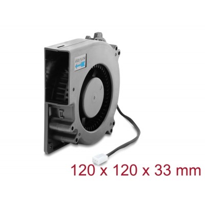Delock Radiallüfter / Lüftergebläse 12 V DC 120 x 120 x 33 mm mit 3-Pin Lüfteranschluss, schwarz