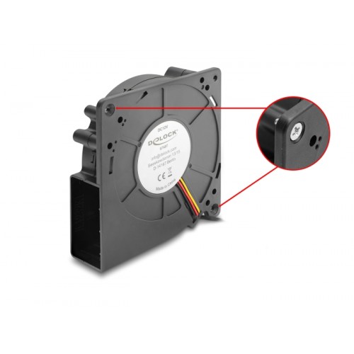 Delock Radiallüfter / Lüftergebläse 12 V DC 120 x 120 x 33 mm mit 3-Pin Lüfteranschluss, schwarz