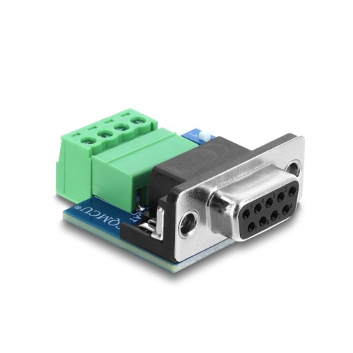 Delock D-Sub 9 pin female to 4 pin Terminal Block Adapter with DIP switch and 120 ohm terminating resistor for CAN / LIN