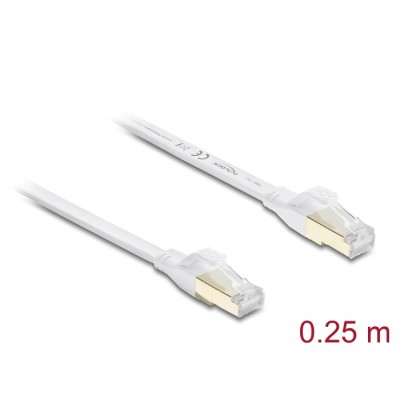 Delock RJ45 Flat Patch Cable Cat.8.1 U/FTP up to 40 Gbps 0.25 m white