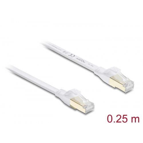 Delock RJ45 Flat Patch Cable Cat.8.1 U/FTP up to 40 Gbps 0.25 m white