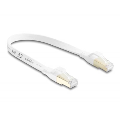 Delock RJ45 Flat Patch Cable Cat.8.1 U/FTP up to 40 Gbps 0.25 m white 2