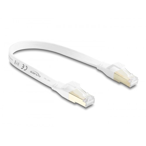 Delock RJ45 Flat Patch Cable Cat.8.1 U/FTP up to 40 Gbps 0.25 m white