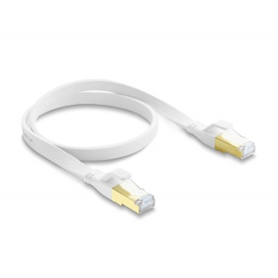 Delock RJ45 Flat Patch Cable Cat.8.1 U/FTP up to 40 Gbps 0.5 m white 2