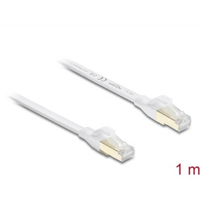 Delock RJ45 Flat Patch Cable Cat.8.1 U/FTP up to 40 Gbps 1 m white