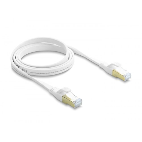 Delock RJ45 Flat Patch Cable Cat.8.1 U/FTP up to 40 Gbps 1 m white