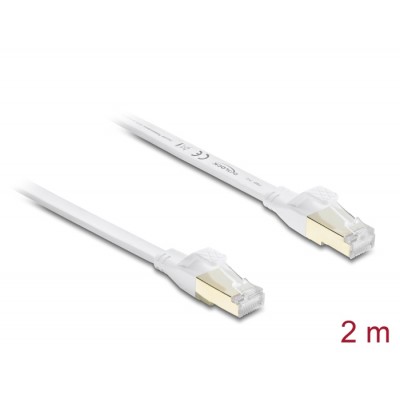 Delock RJ45 Flat Patch Cable Cat.8.1 U/FTP up to 40 Gbps 2 m white