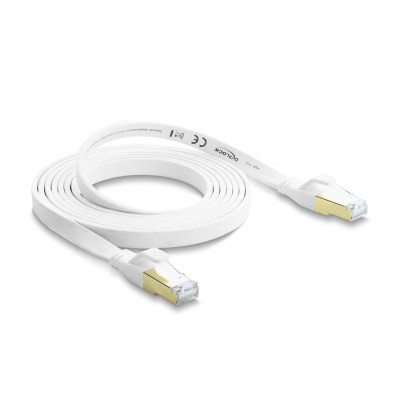 Delock RJ45 Flat Patch Cable Cat.8.1 U/FTP up to 40 Gbps 2 m white 2