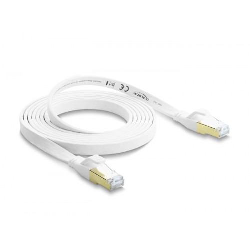 Delock RJ45 Flat Patch Cable Cat.8.1 U/FTP up to 40 Gbps 2 m white