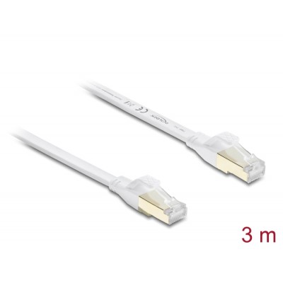 Delock RJ45 Flat Patch Cable Cat.8.1 U/FTP up to 40 Gbps 3 m white
