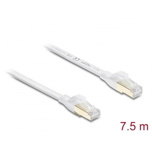 Delock RJ45 Flat Patch Cable Cat.8.1 U/FTP up to 40 Gbps 7.5 m white