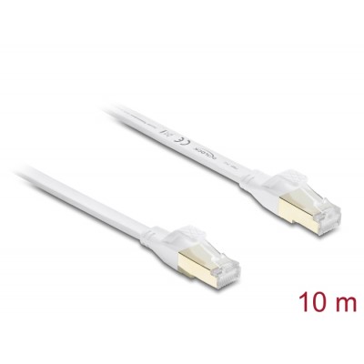 Delock RJ45 Flat Patch Cable Cat.8.1 U/FTP up to 40 Gbps 10 m white