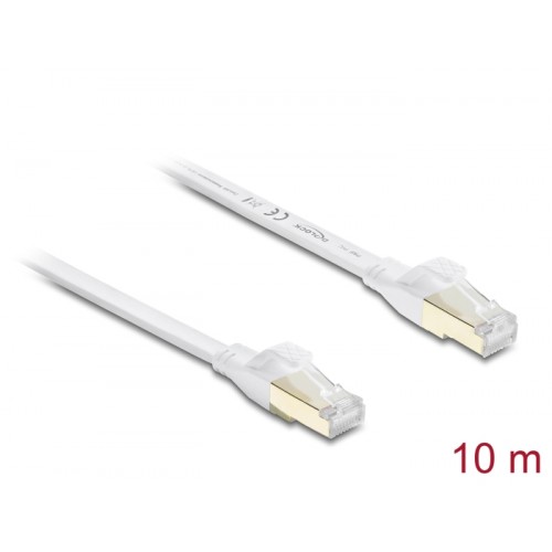 Delock RJ45 Flat Patch Cable Cat.8.1 U/FTP up to 40 Gbps 10 m white