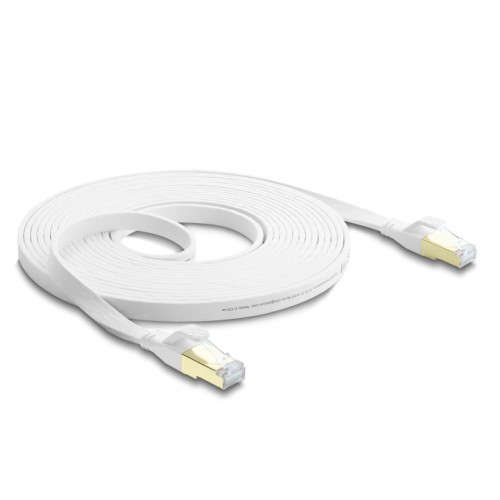 Delock RJ45 Flat Patch Cable Cat.8.1 U/FTP up to 40 Gbps 10 m white