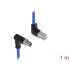 Delock M12 Cable X-coded 8 pin male angled downwards to RJ45 plug angled upwards S/FTP shielded 1 m blue