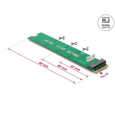 Delock Adapter M.2 Key M male to M.2 Key M slot - port saver and extension
