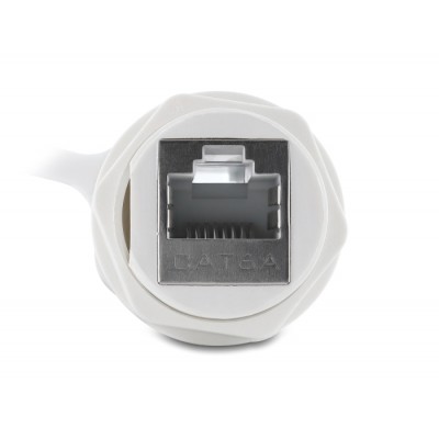 Delock Cable Connector RJ45 jack to RJ45 jack Cat.6A with M23.5 x 1.5 mm thread and protective cap IP68 dust and waterproof whit 2
