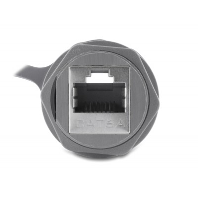 Delock Cable Connector RJ45 jack to RJ45 jack Cat.6A with M23.5 x 1.5 mm thread and protective cap IP68 dust and waterproof grey 2