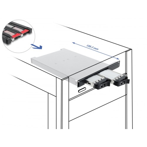 Delock Mobile Rack for 2 x M.2 NMVe SSD with SFF-8654 connector for 12.7 mm Slim ODD Bay