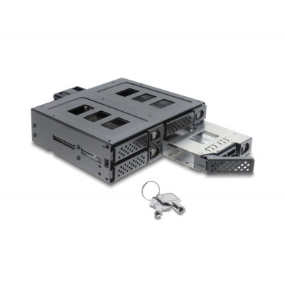 Delock 5.25″ Mobile Rack for 4 x 2.5″ SATA or SAS HDD / SSD with lock