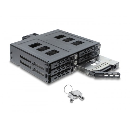Delock 5.25″ Mobile Rack for 6 x 2.5″ SATA or SAS HDD / SSD with lock